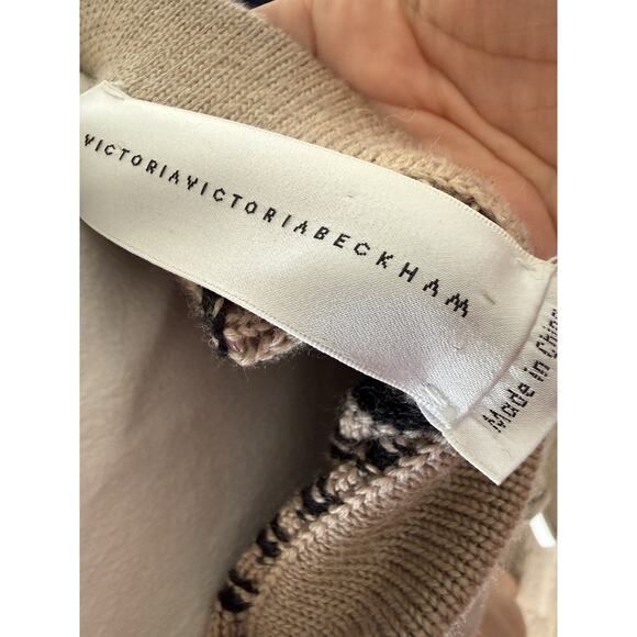 Victoria Victoria Beckham Ribbed Knit Wool Midi Skirt Size 4 Beige - Picture 10 of 10